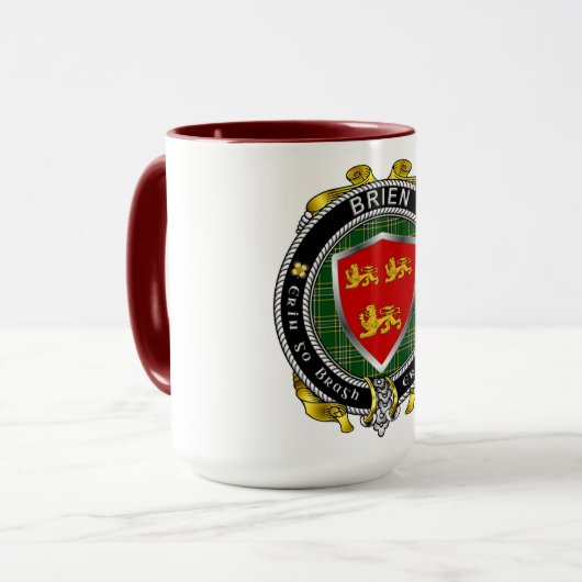 Brien/Bryan Irish Shield Combo Tasse 15oz (Vorderseite Links)