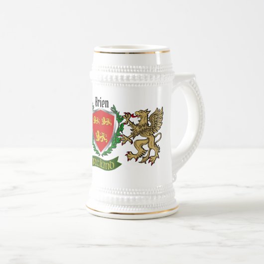 Brien/Bryan Irish Shield w. Griffins Personalisier Bierglas (VorderseiteRechts)