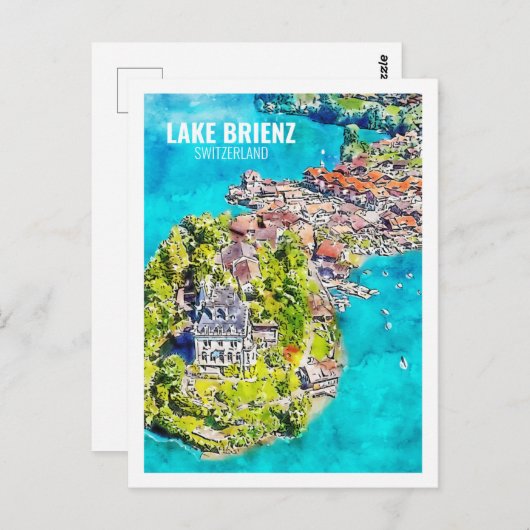 Brienzer See Schweiz Reisen Wasserfarben Sketch Postkarte (Vorne/Hinten)