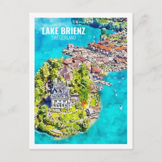 Brienzer See Schweiz Reisen Wasserfarben Sketch Postkarte (Vorderseite)