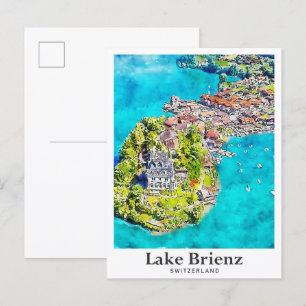 Brienzersee Schweiz Reise Aquarell Postkarte