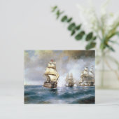 Brig Mercury von zwei türkischen Schiffen angegrif Postkarte (Stehend Vorderseite)