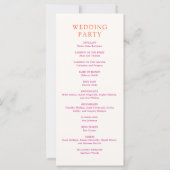 Brig rosa Orange Simple Monogram Wedding Program (Rückseite)
