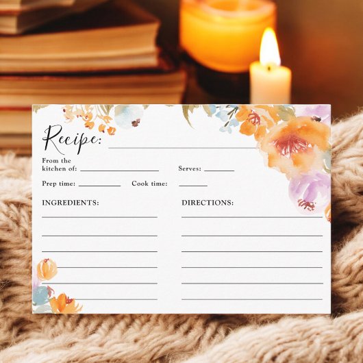 Brigaderezept für handgemalte Boho-Flora-Wasserfar Begleitkarte