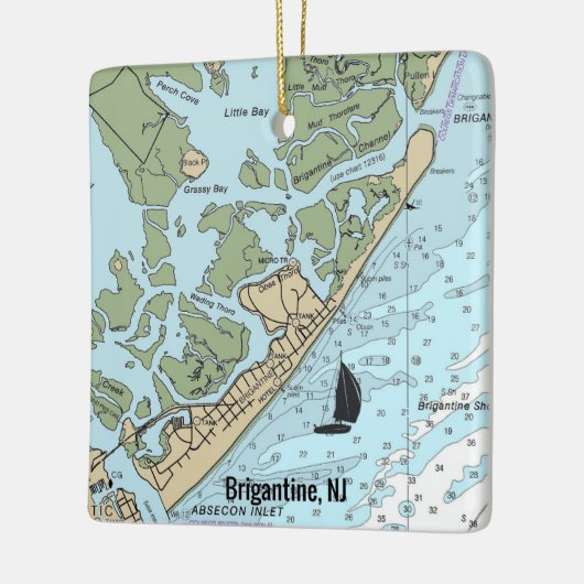 Brigantine NJ Nautical Chart Keramikornament (Links)