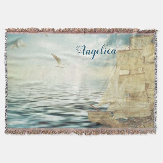 Brigantine Sailboat & Seagulls Decke (Vorderseite)