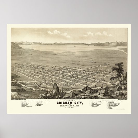 Brigham City, ABER Panoramablick - 1875 Poster (Vorne)