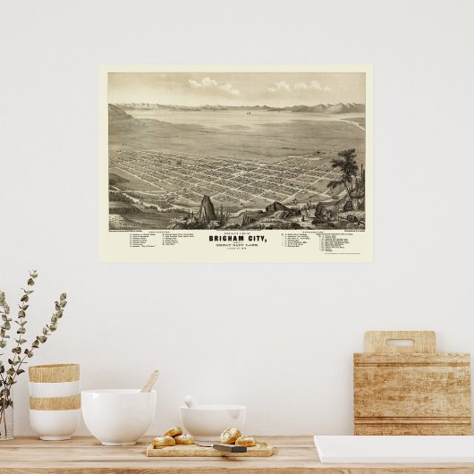 Brigham City, ABER Panoramablick - 1875 Poster (Küche)