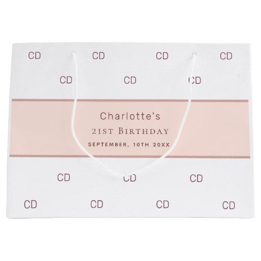 Brighday White Rose Custom Monone Große Geschenktüte (Vorderseite)