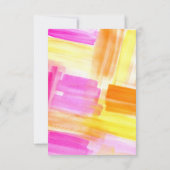 Bright abstract art pink yellow wedding RSVP karte (Rückseite)