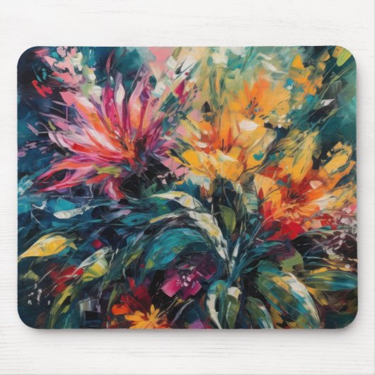 BRIGHT ABSTRACT WATERCOLOR FLOWERS MOUSEPAD (Vorne)