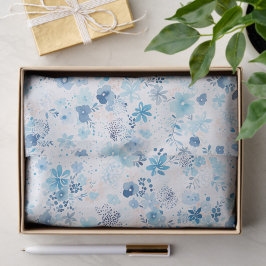 Bright Airy Blue Summer Floral Pattern Seidenpapier