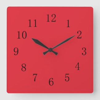 Bright Alizarin Red Quadratische Wanduhr