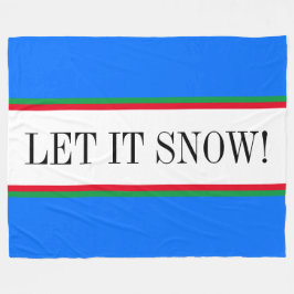 Bright Alpine Blau Weiß "LASS IT SNOW" Streifen Fleecedecke