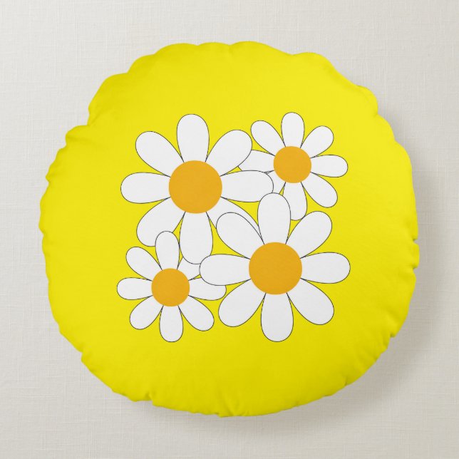 Bright and Bold Daisy Rundes Kissen (Vorderseite)