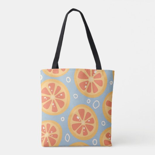 Bright and Bold Orange Slices Pattern on Blue Tasche (Rückseite)