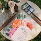 bright and bold vibrant floral bridal shower einladung