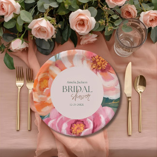 bright and bold vibrant floral bridal shower pappteller