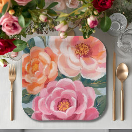 bright and bold vibrant floral bridal shower pappteller