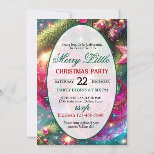 Bright and Colorful Christmas Party Invitation Einladung (Vorderseite)