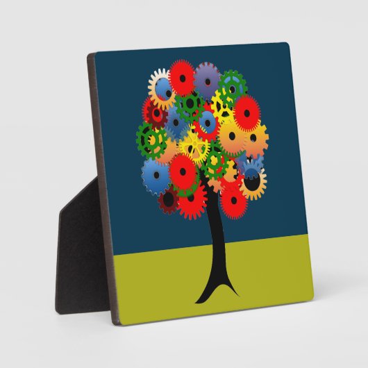 Bright and Colorful Mechanical Gear Tree Fotoplatte