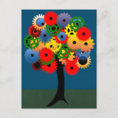 Bright and Colorful Mechanical Gear Tree Postkarte (Vorderseite)