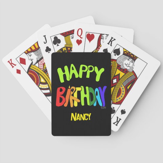 Bright and Happy Birthday Custom Name Spielkarten (Rückseite)