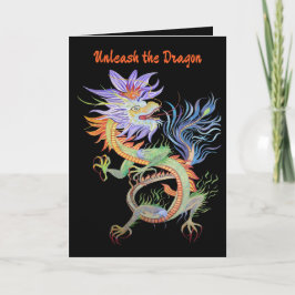 Bright and Vivid Chinese Fire Dragon Cut Out Karte