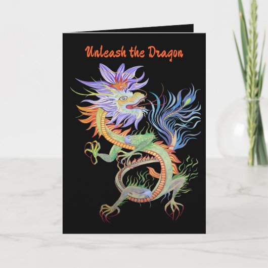 Bright and Vivid Chinese Fire Dragon Cut Out Karte (Vorderseite)