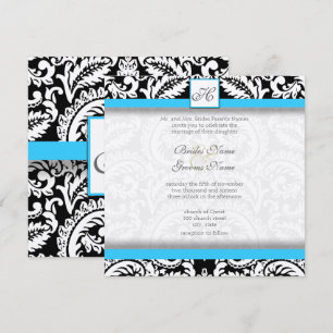 Bright Aqua Black Silver Wedding Einladungen