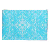 Bright Aqua Blue Double Damask Viktorianisch Style Kissenbezug (Rückseite-Links)