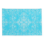 Bright Aqua Blue Double Damask Viktorianisch Style Kissenbezug (Rückseite-Rechts)
