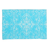 Bright Aqua Blue Double Damask Viktorianisch Style Kissenbezug (Vorderseite-Rechts)