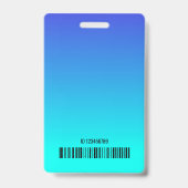 Bright Aqua Blue Ombre Logo Barcode ID Template Ausweis (Rückseite)