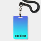 Bright Aqua Blue Ombre Logo Barcode ID Template Ausweis (Rückseite mit Schlüsselband)