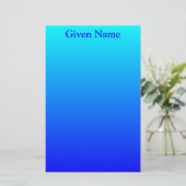 Bright Aqua Blue Personalisiert Ombre Briefpapier (Stehend Vorderseite)
