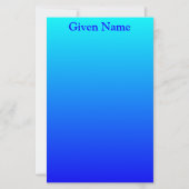 Bright Aqua Blue Personalisiert Ombre Briefpapier (Vorderseite)