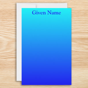 Bright Aqua Blue Personalisiert Ombre Briefpapier