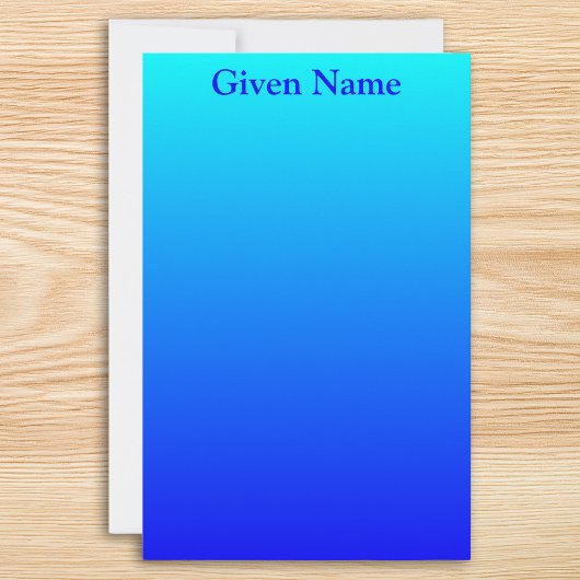 Bright Aqua Blue Personalisiert Ombre Briefpapier