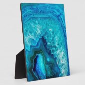 Bright Aqua Blue Türkise Geode Mineral Stone Fotoplatte (Seite)