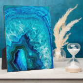 Bright Aqua Blue Türkise Geode Mineral Stone Fotoplatte (Seite)