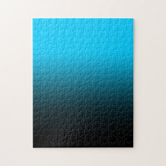 Bright Aqua Blue und Black Ombre Puzzle (Vertikal)