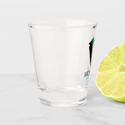 Bright Aqua Bow Krawatte "Trauzeuge" Tuxedo Schnapsglas (Links)