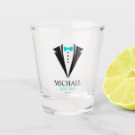 Bright Aqua Bow Krawatte "Trauzeuge" Tuxedo Schnapsglas<br><div class="desc">Personalisierte Geschenke für Ihre Hochzeitsfeier.</div>