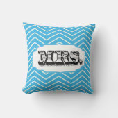 Bright Aqua Mrs Bride Zig Zag Pattern Pillow Kissen (Vorderseite)