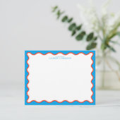 Bright Aqua & Tangerine Wavy Note Card Einladung (Stehend Vorderseite)