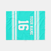 Bright Aqua White Sports Jersey Fleecedecke (Vorderseite (Horizontal))