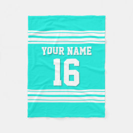 Bright Aqua White Sports Jersey Fleecedecke