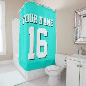 Bright Aqua White Sports Jersey Team Jersey Duschvorhang (Beispiel)