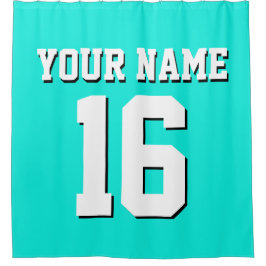 Bright Aqua White Sports Jersey Team Jersey Duschvorhang
